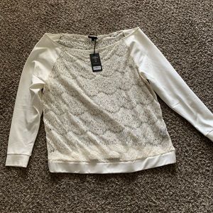Nordstrom off the shoulder Off White Lace Shirt